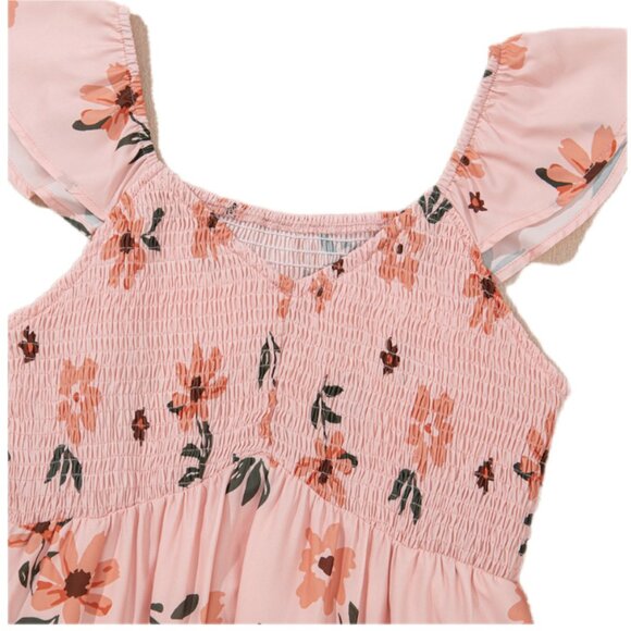 🌸 NWT Pink Floral V-Neck Smocked Maxi Dress – Size L | Feminine & Flowy - Picture 4 of 5